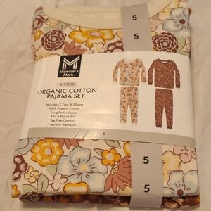 Member's Mark Kids Pajama Set - Floral Cream and Brown